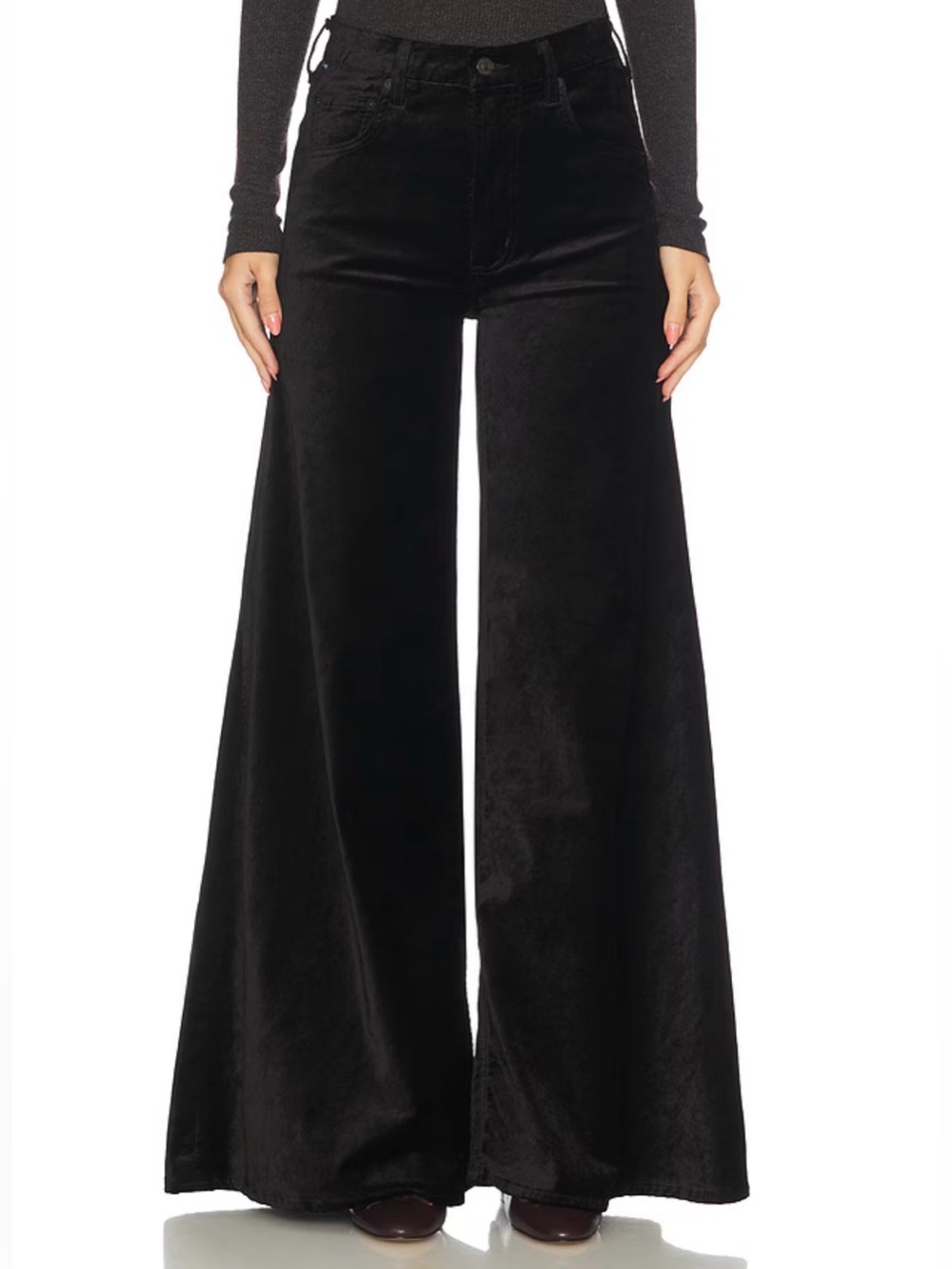 Citizens of Humanity Amari Ultra in Black Velvet Wide Leg Pants Women’s Size 27